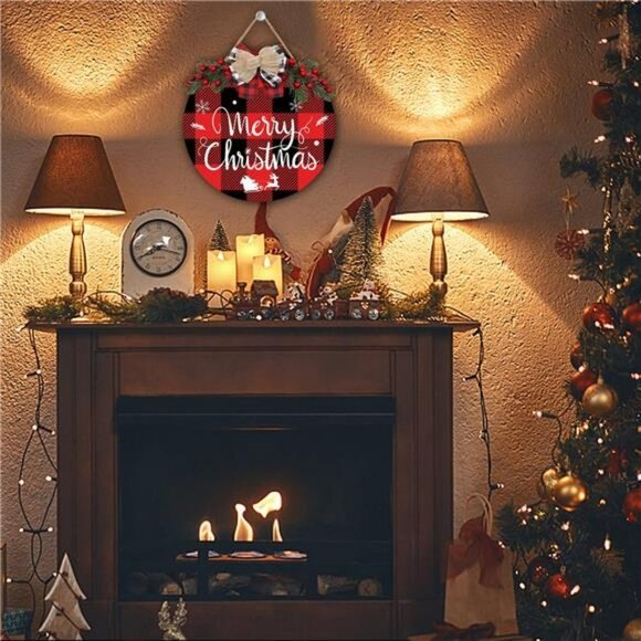 Merry Christmas Decoration Wreath, Merry Christmas Sign Front Door Decoration - Picture 3 of 6